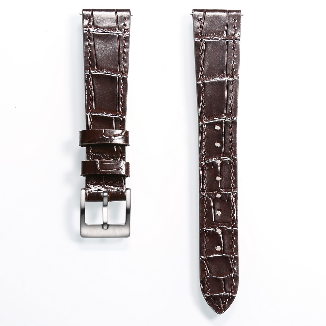 Brown Stitches Brown | Alligator Embossed Leather Watch Bands Quick ...