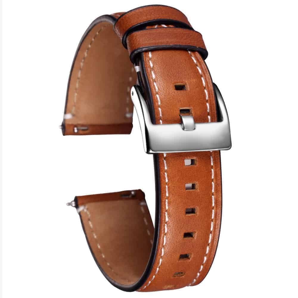 Dark Brown Leather Band for Samsung Galaxy Watch 3 Active 2 