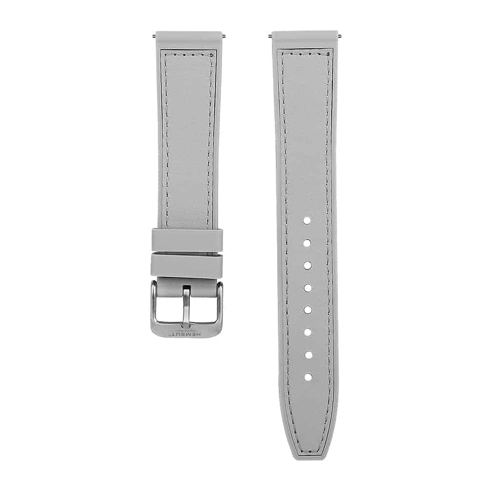 Grey & Ivory White | Silicone & Leather Hybrid Watch Straps | Hemsut