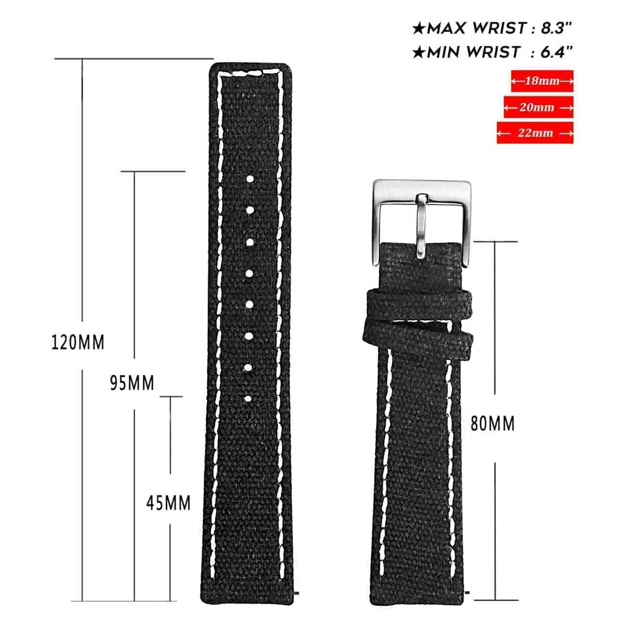 Black In White | Canvas Watch Bands Quick Release | Hemsut | Hemsut