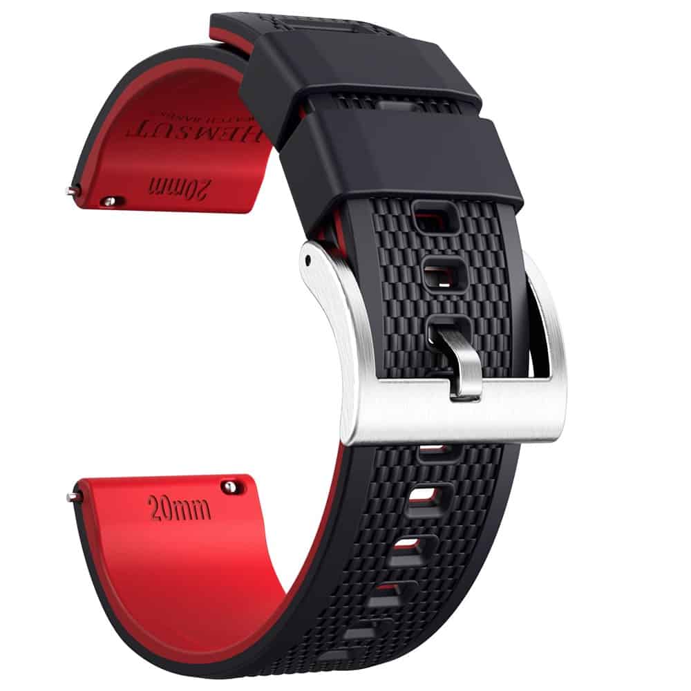 silicone watch bands black red hb118 (2)