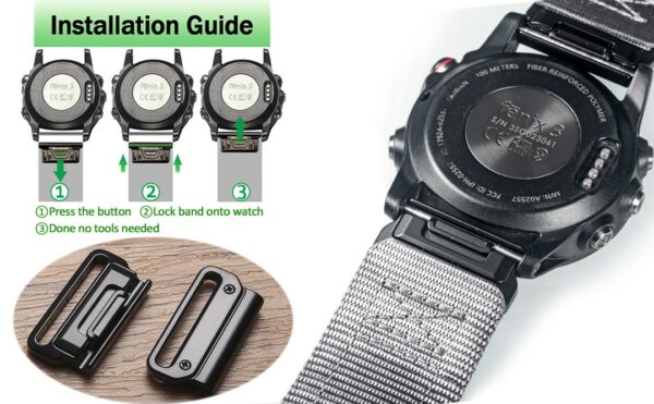 Black Garmin Watch Band Adaptor Hemsut