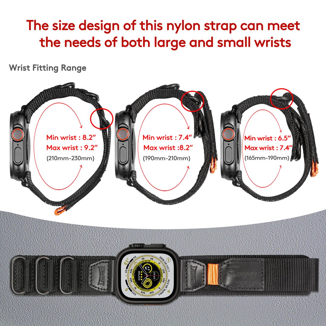 Hemsut H Hemsut Compatible with Apple Watch Band, Super Rugged Nylon Sports Strap with Woven Loop Design for iWatch 42mm/44mm/45mm 38mm/40mm/41mm/49mm, Tough